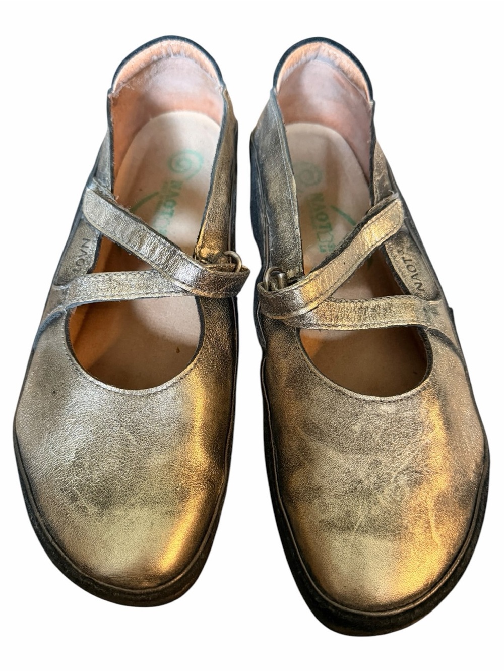 Naot Mary Jane Flats in Metallic Olive - Picture 2 of 7